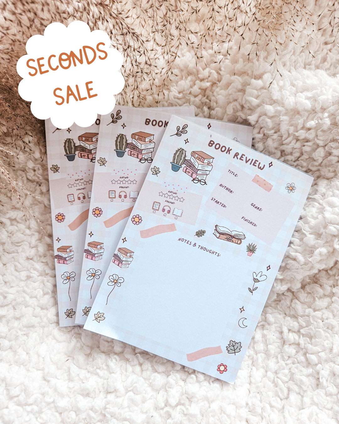 SECONDS Book Review Pad | Book Tracker | Reading Review | Reading Challenge | Bookish Notepad