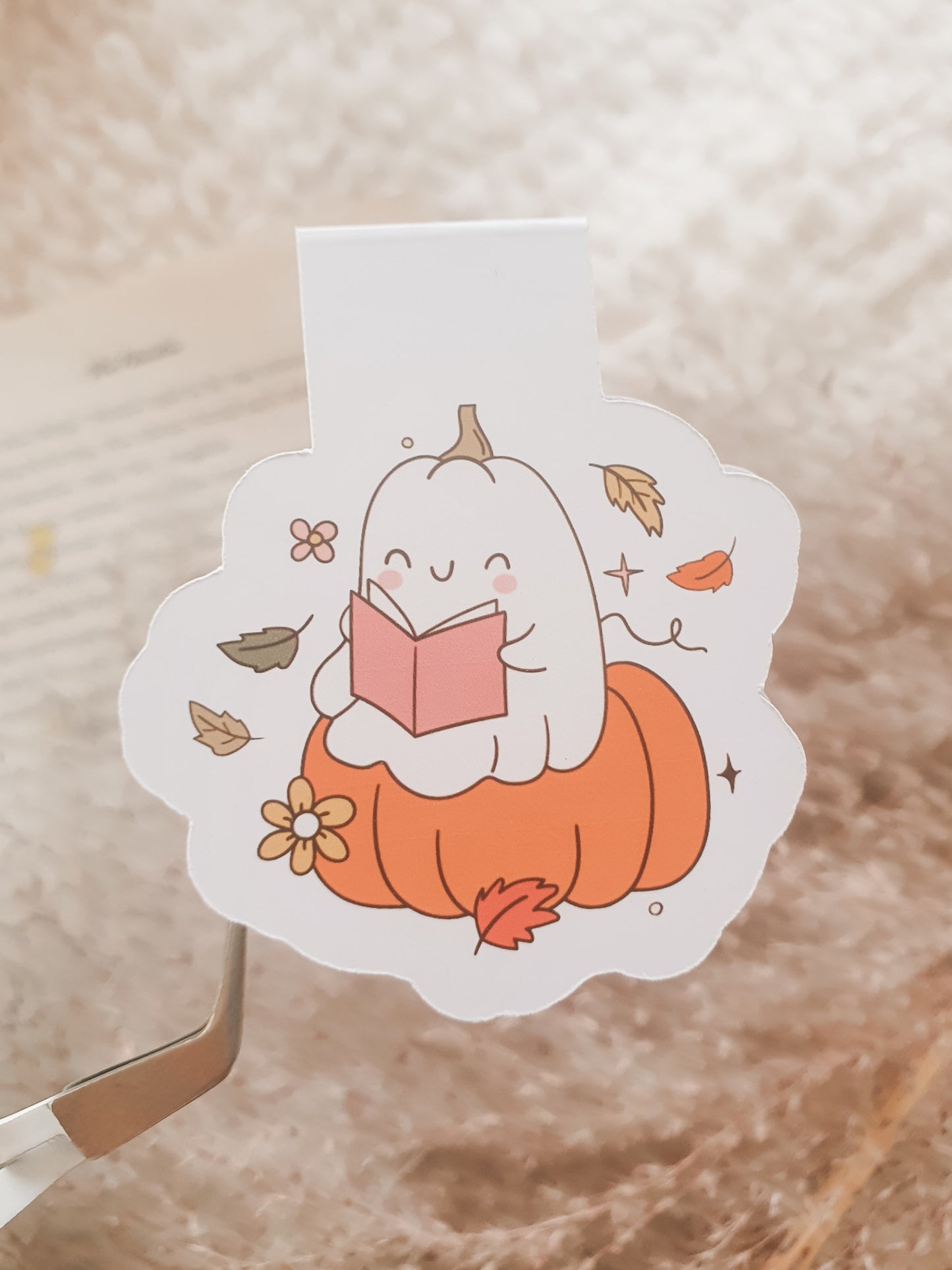 Magnetic Bookmark Ghost Pumpkin | Autumn Bookmark