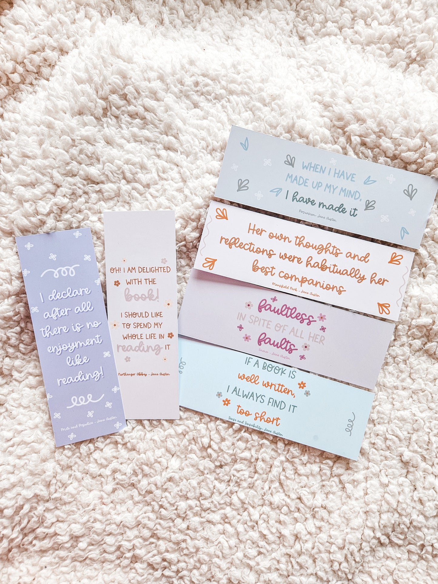Jane Austen Classics Glossy Bookmark | Jane Austen Quote | Pride and Prejudice | Emma | Persuasion | Northanger Abbey | Sense & Sensibility