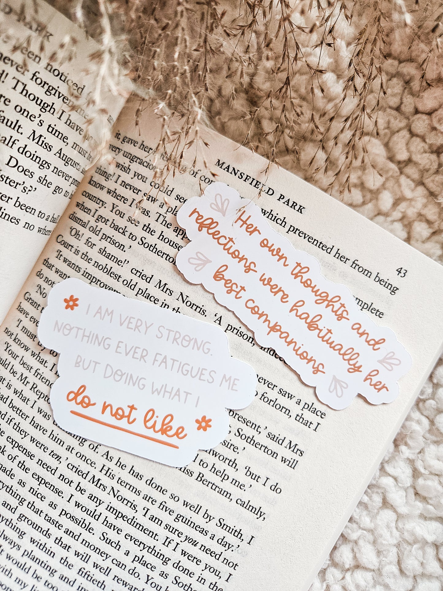 12x Literary Quote Matte Stickers | Set of Jane Austen Quote Stickers | Cosy Classics