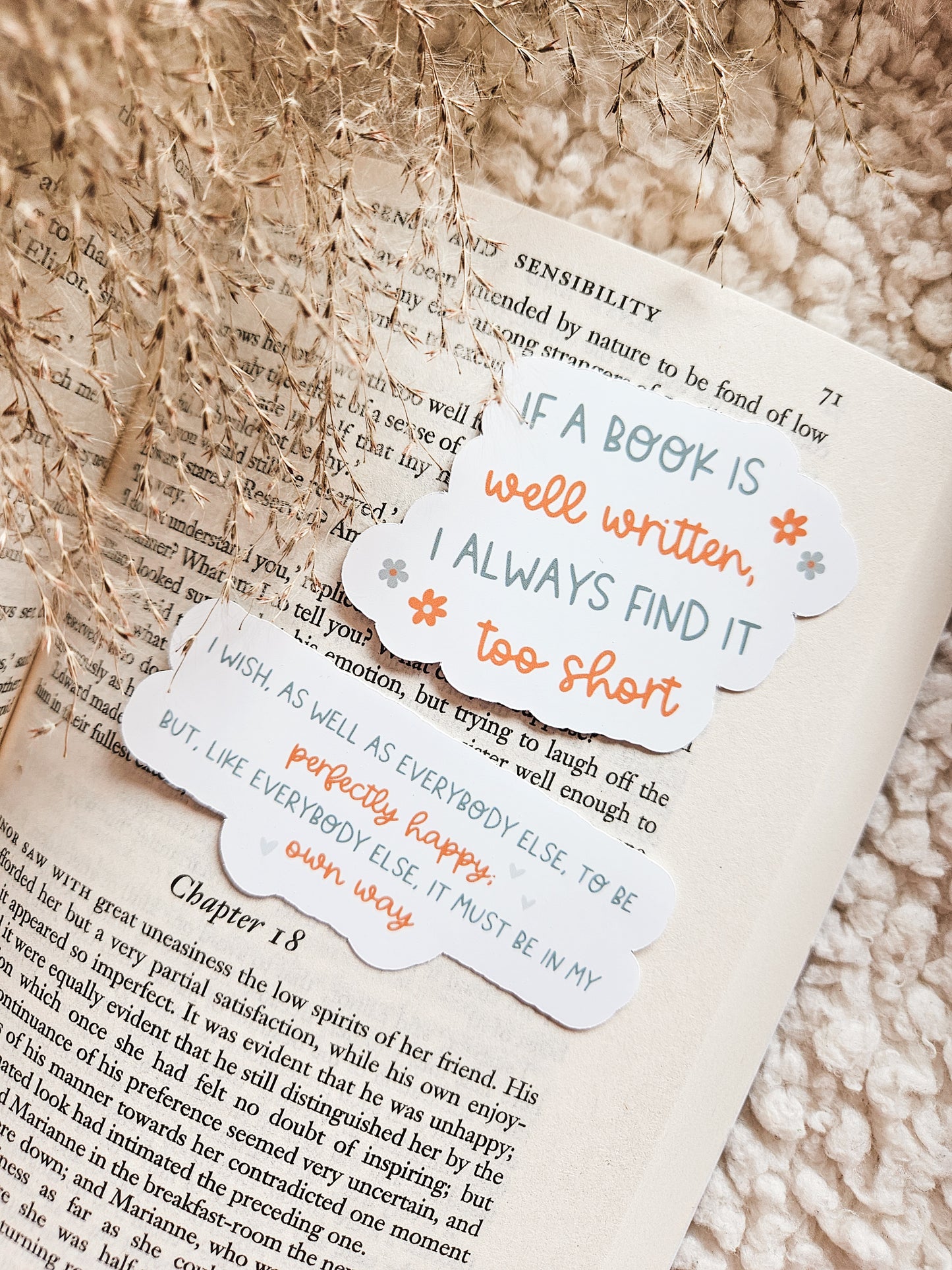 Literary Quote Matte Stickers | Sense and Sensibility Jane Austen Sticker | Cosy Classics