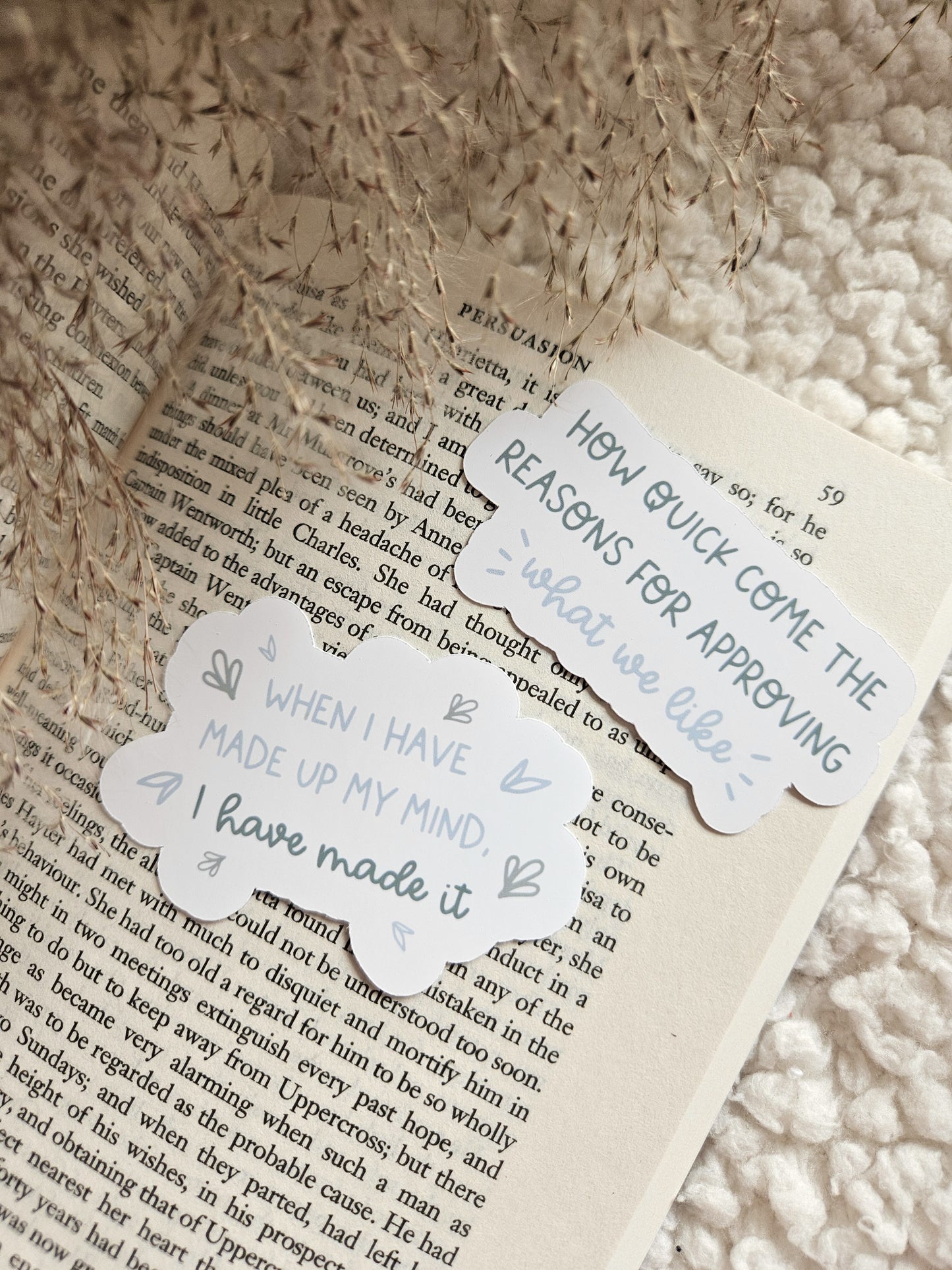 12x Literary Quote Matte Stickers | Set of Jane Austen Quote Stickers | Cosy Classics