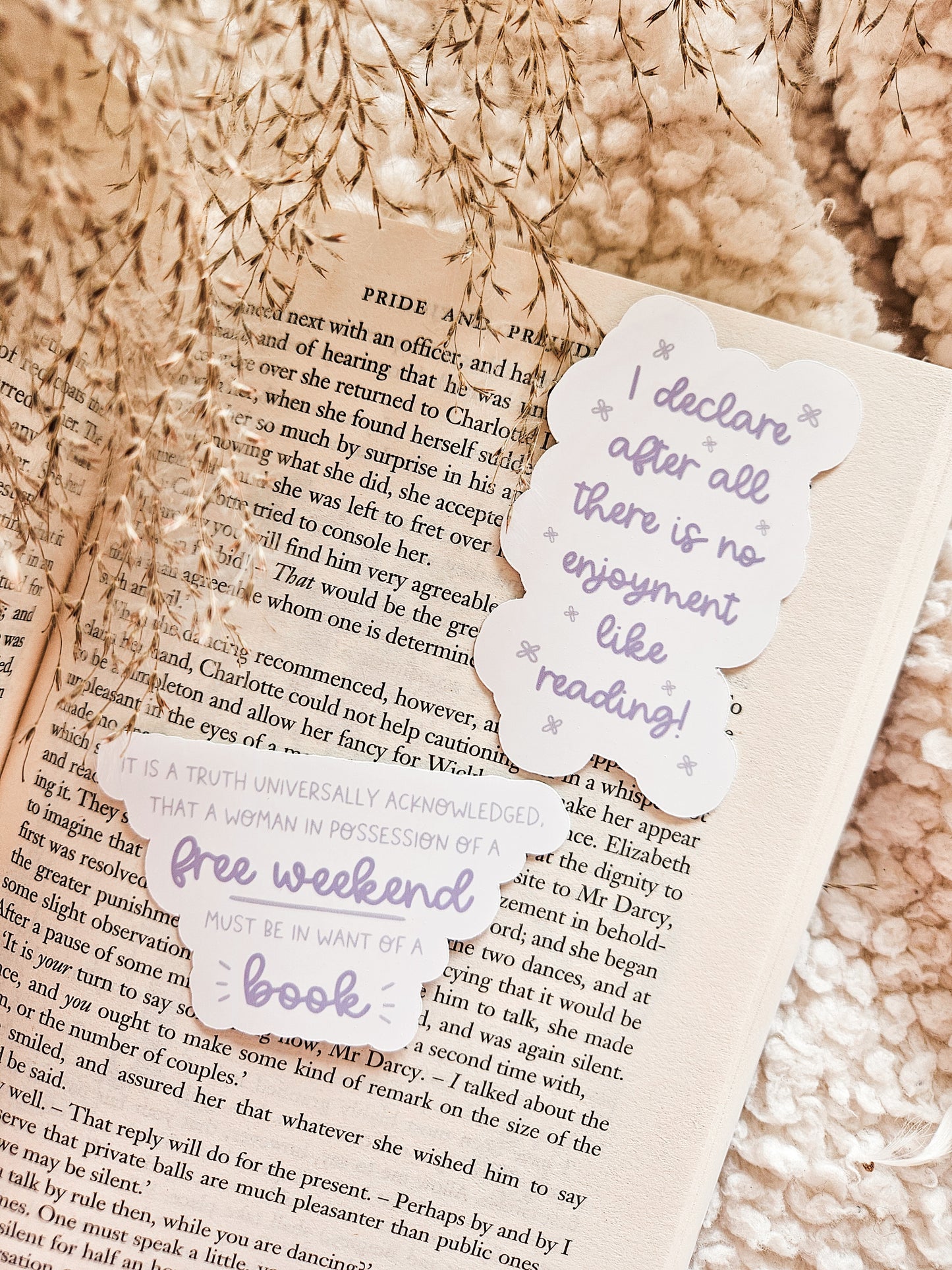 12x Literary Quote Matte Stickers | Set of Jane Austen Quote Stickers | Cosy Classics