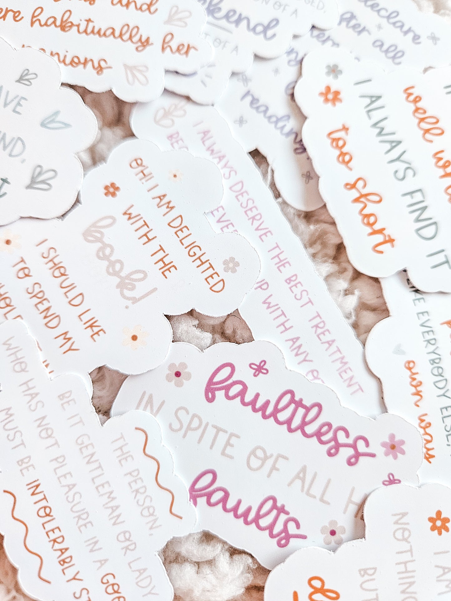12x Literary Quote Matte Stickers | Set of Jane Austen Quote Stickers | Cosy Classics