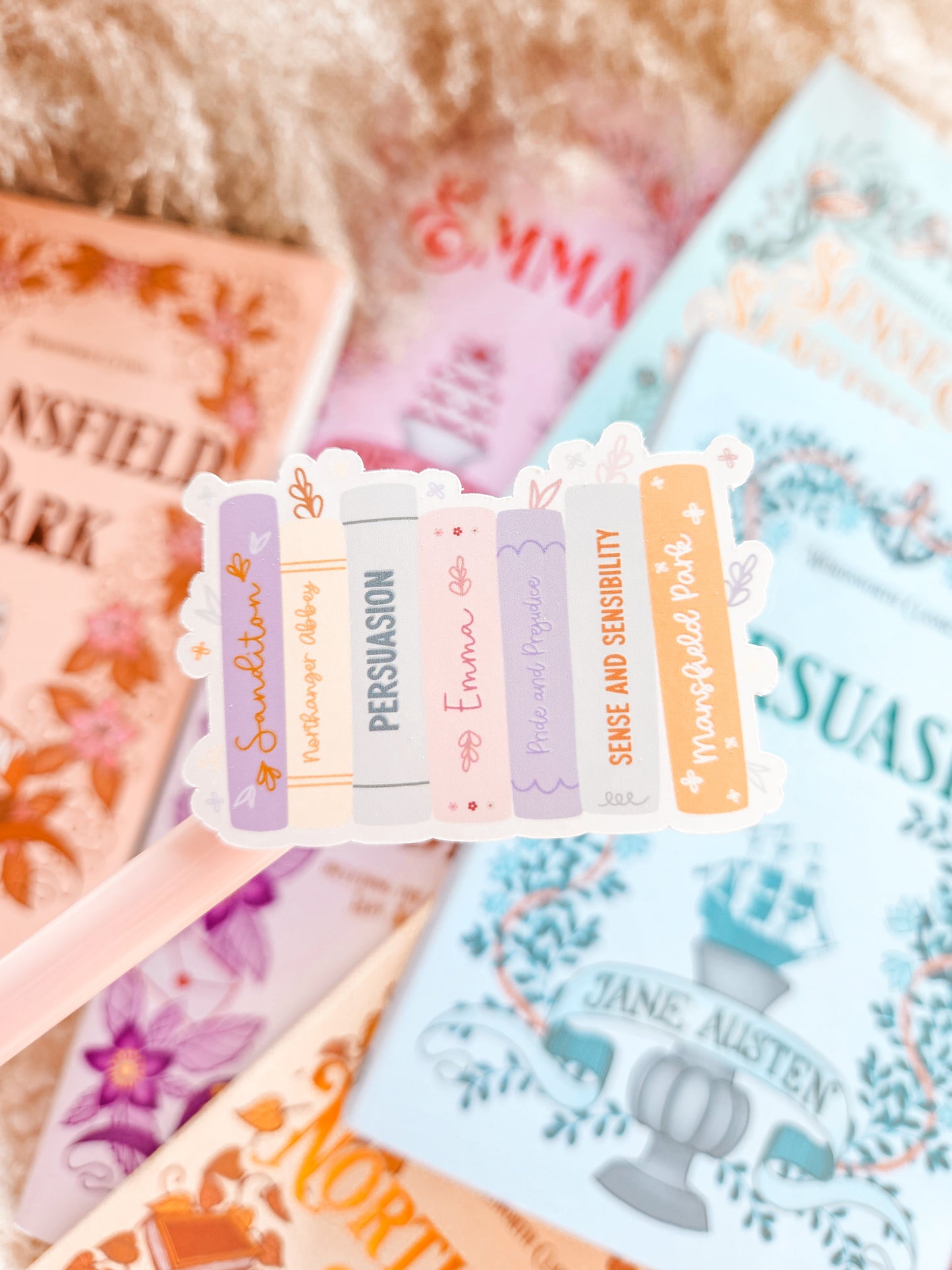 Cosy Classics Book Stack Matte Sticker | Jane Austen Sticker
