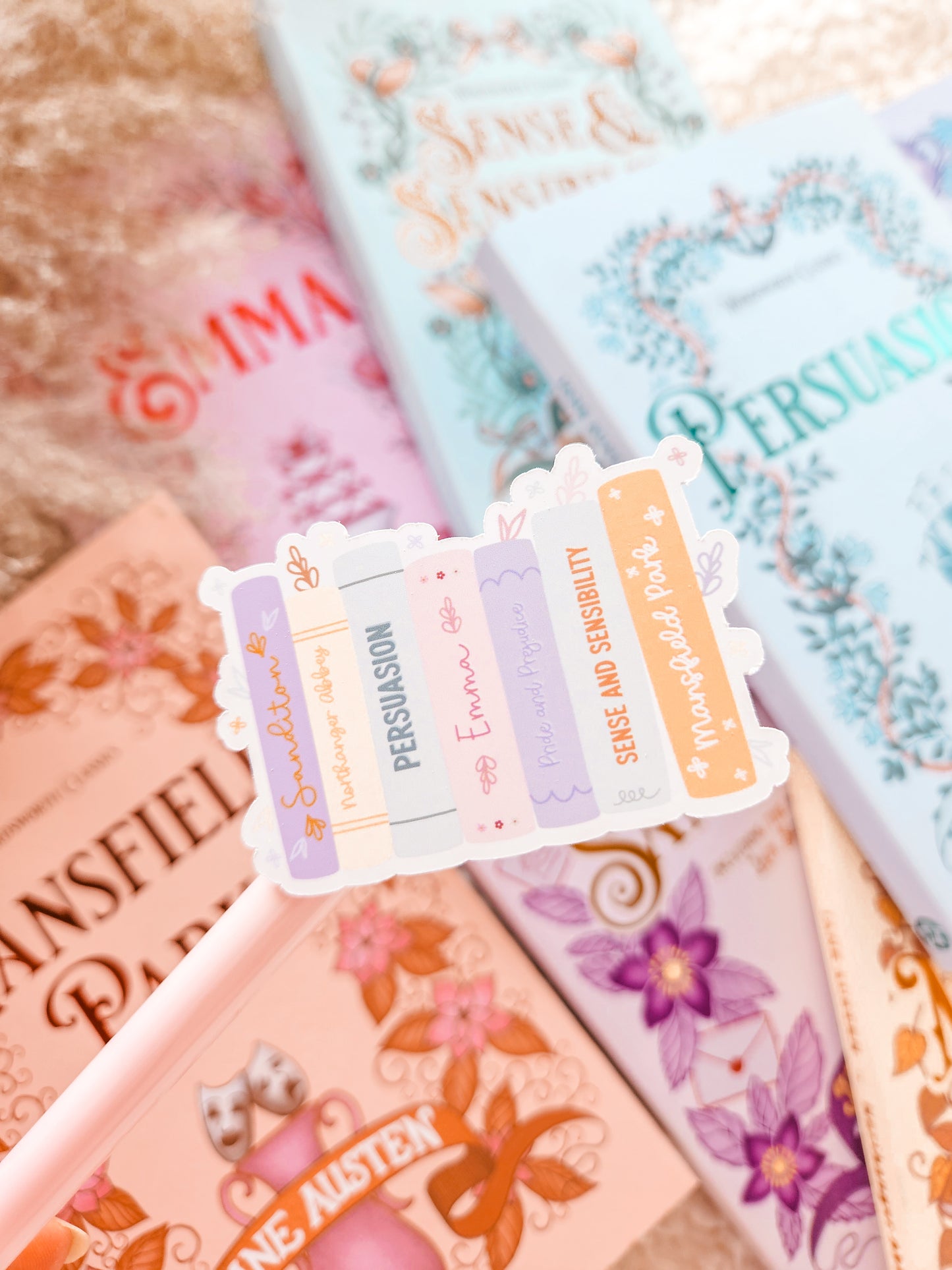 Cosy Classics Book Stack Matte Sticker | Jane Austen Sticker