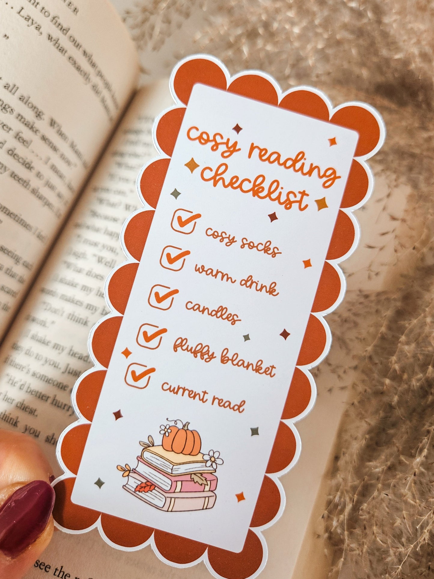 Cosy Reading Checklist Bookmark