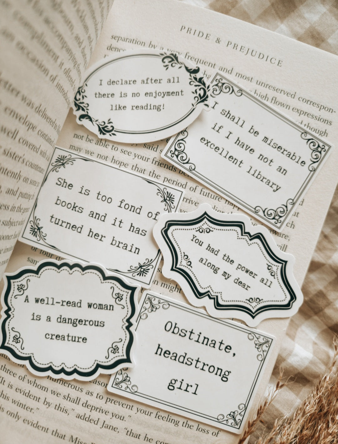 Set of 6 Literary Quote Frame Stickers