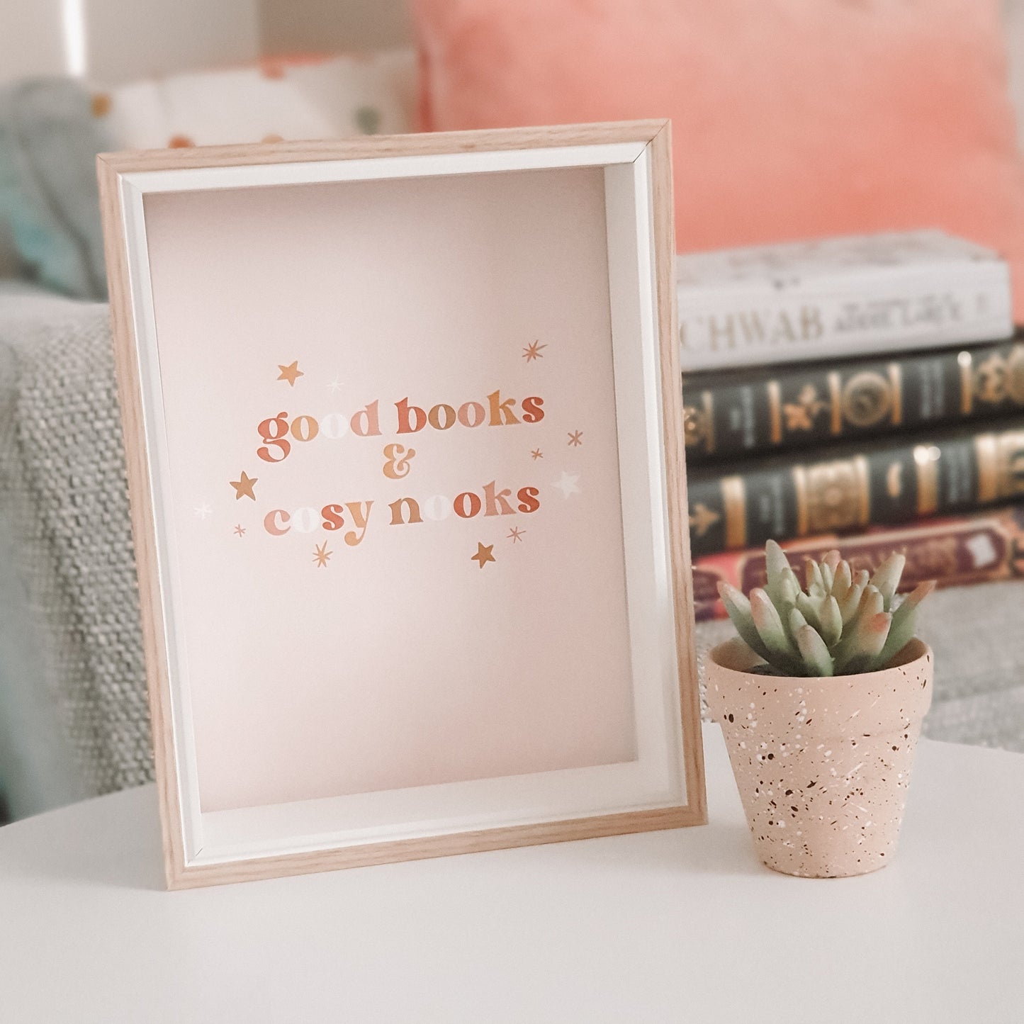 'Good Books & Cosy Nooks' Bookish Art Print
