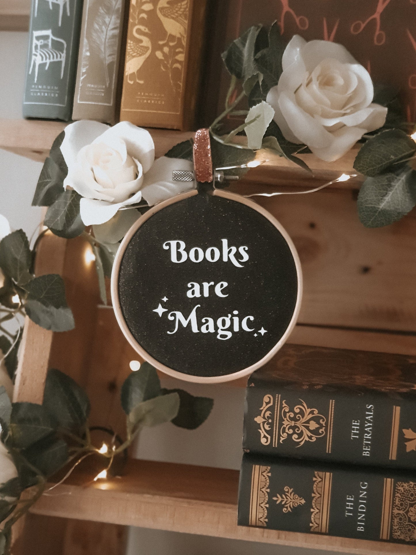 'Books are Magic' Glitter Hoop