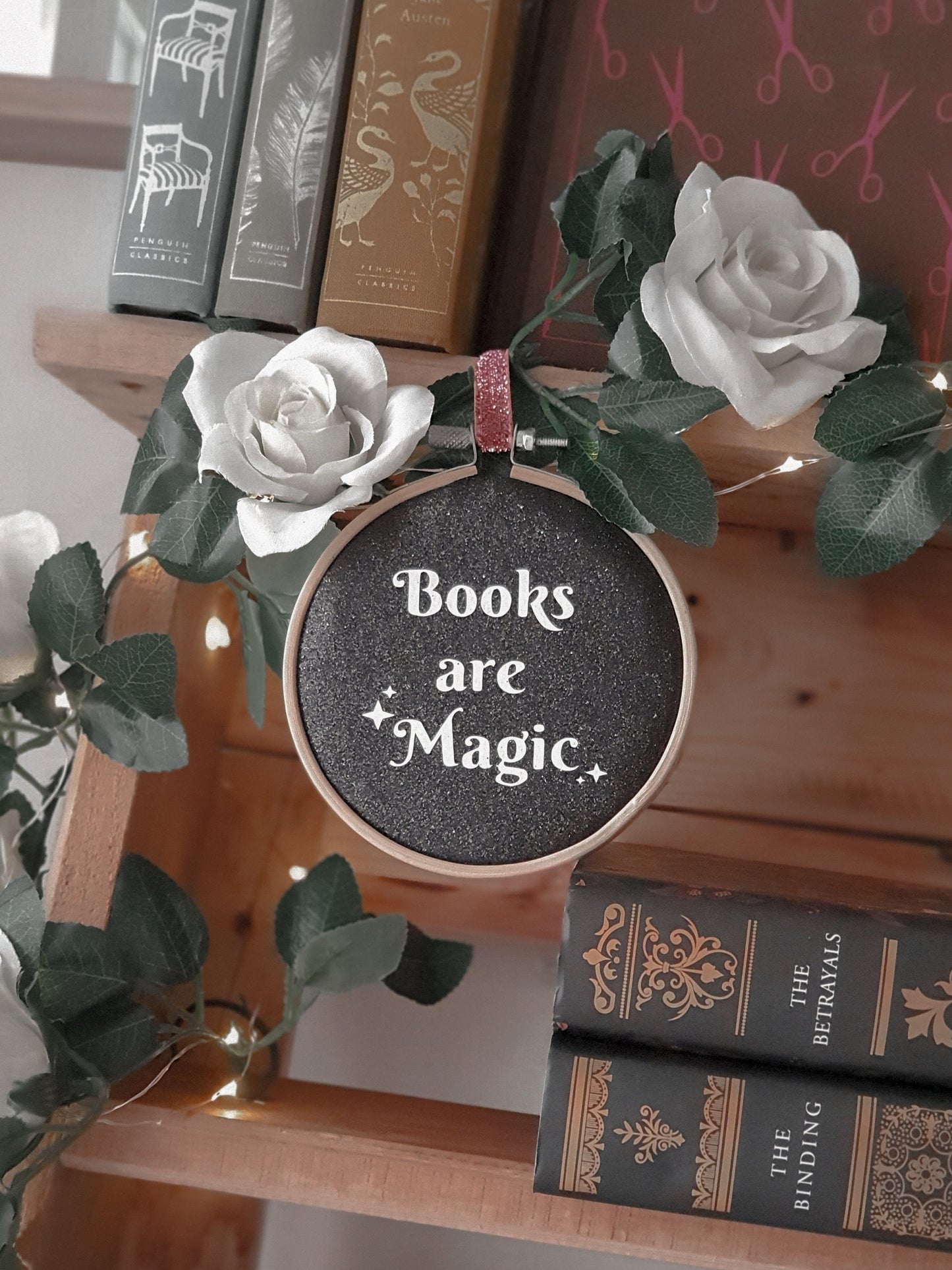 'Books are Magic' Glitter Hoop