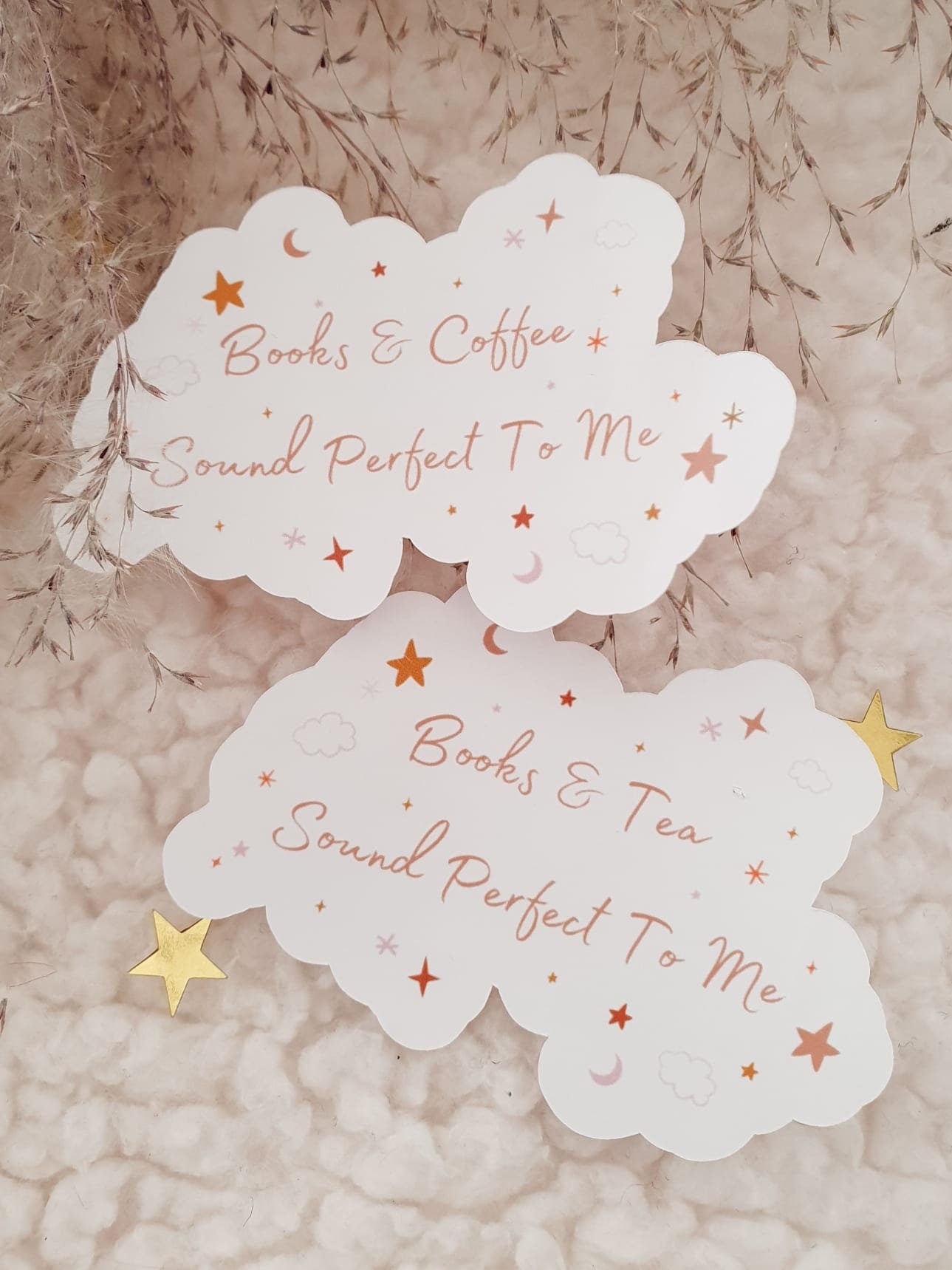 Books & Tea Sound Perfect To Me Glossy Sticker | Books and Coffee Sound Perfect To Me Glossy Sticker | Bookish Stickers | Cosy Stickers