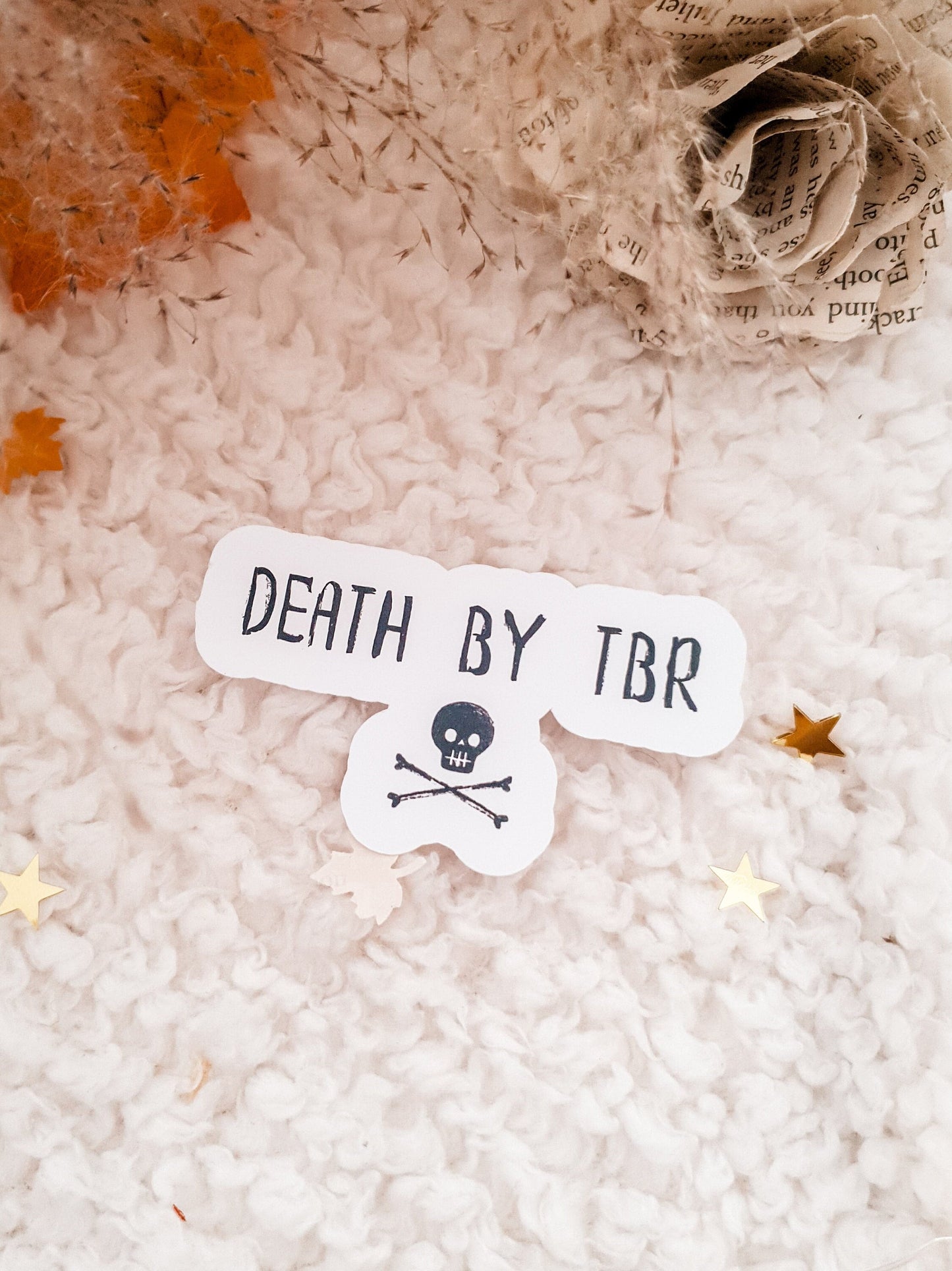 Death By TBR Glossy Sticker | Halloween Glossy Sticker | Bookish Stickers | Cosy Stickers
