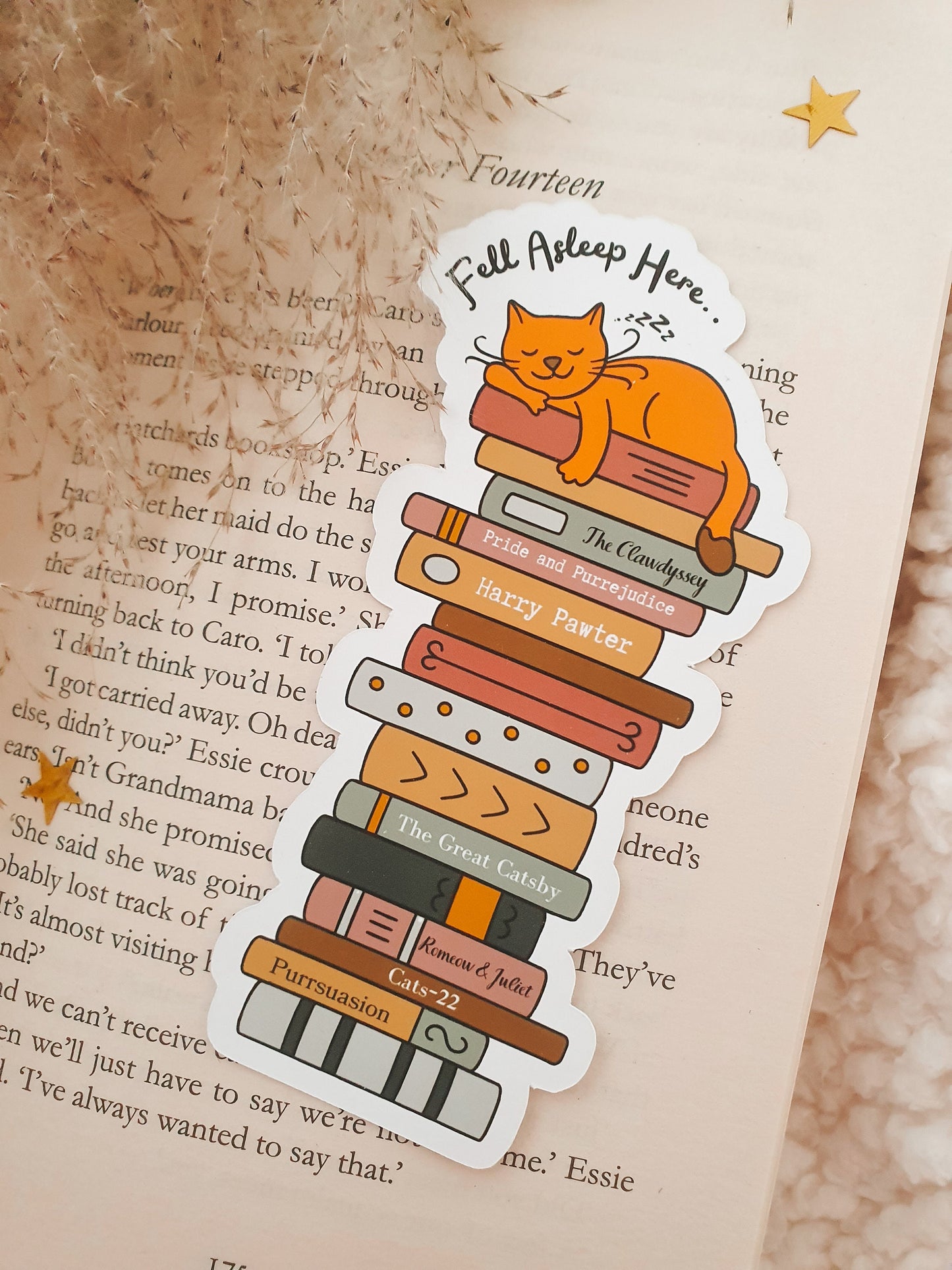 Book Stack Cat Bookmark