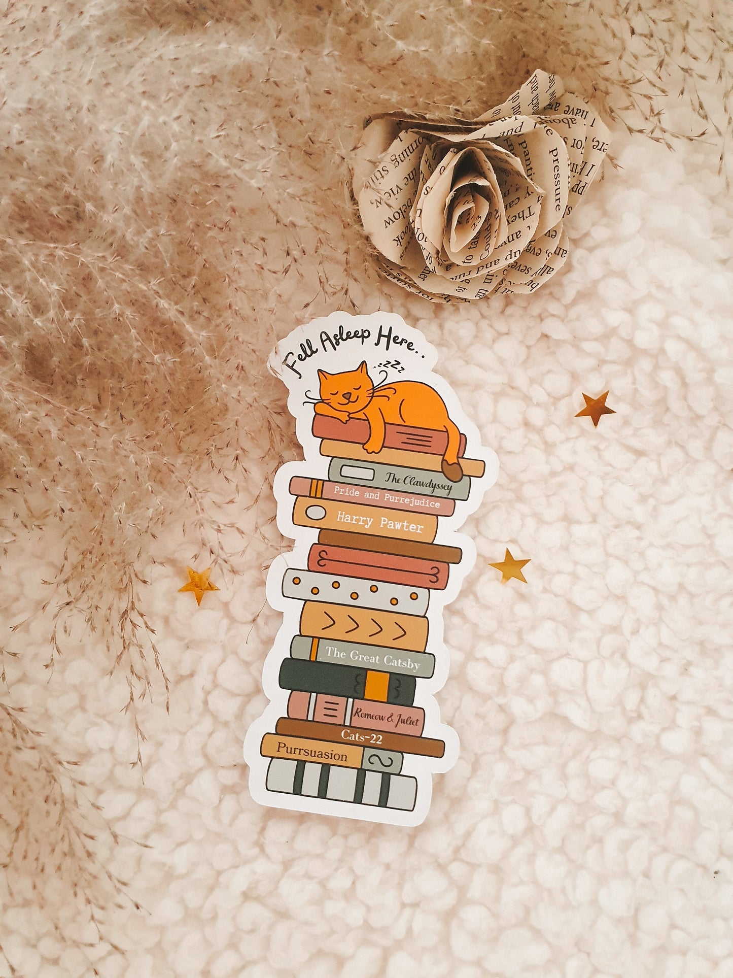 Book Stack Cat Bookmark