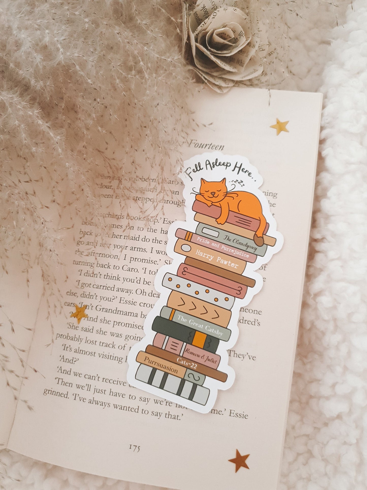 Book Stack Cat Bookmark