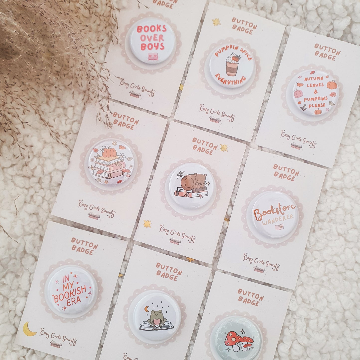 Cosy Button Badge | Autumn Badges | Bookish Badges