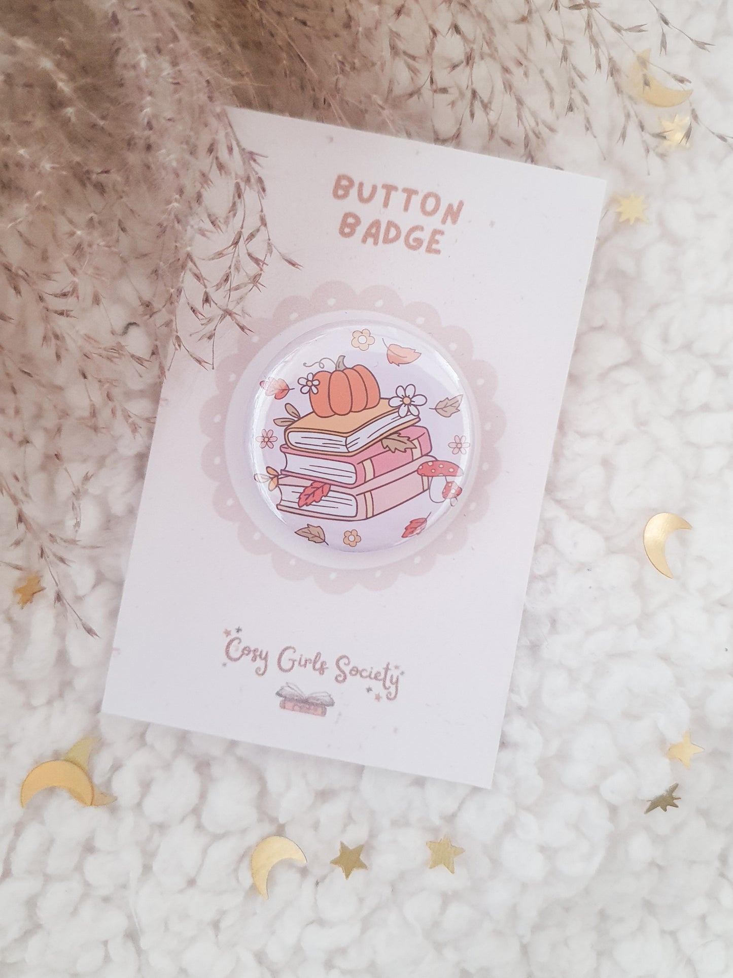 Cosy Button Badge | Autumn Badges | Bookish Badges