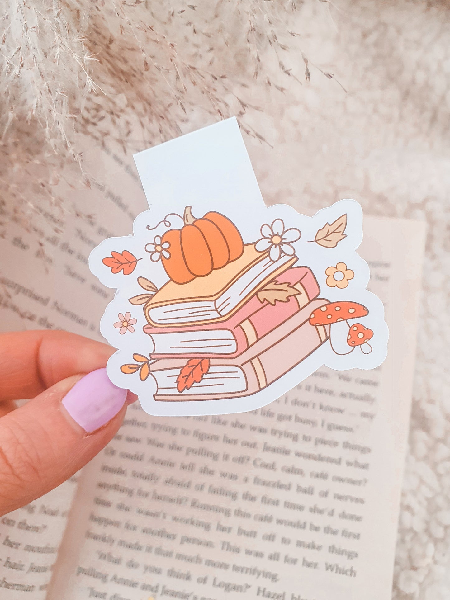 Magnetic Bookmark Pumpkin Book Stack | Autumn Bookmark