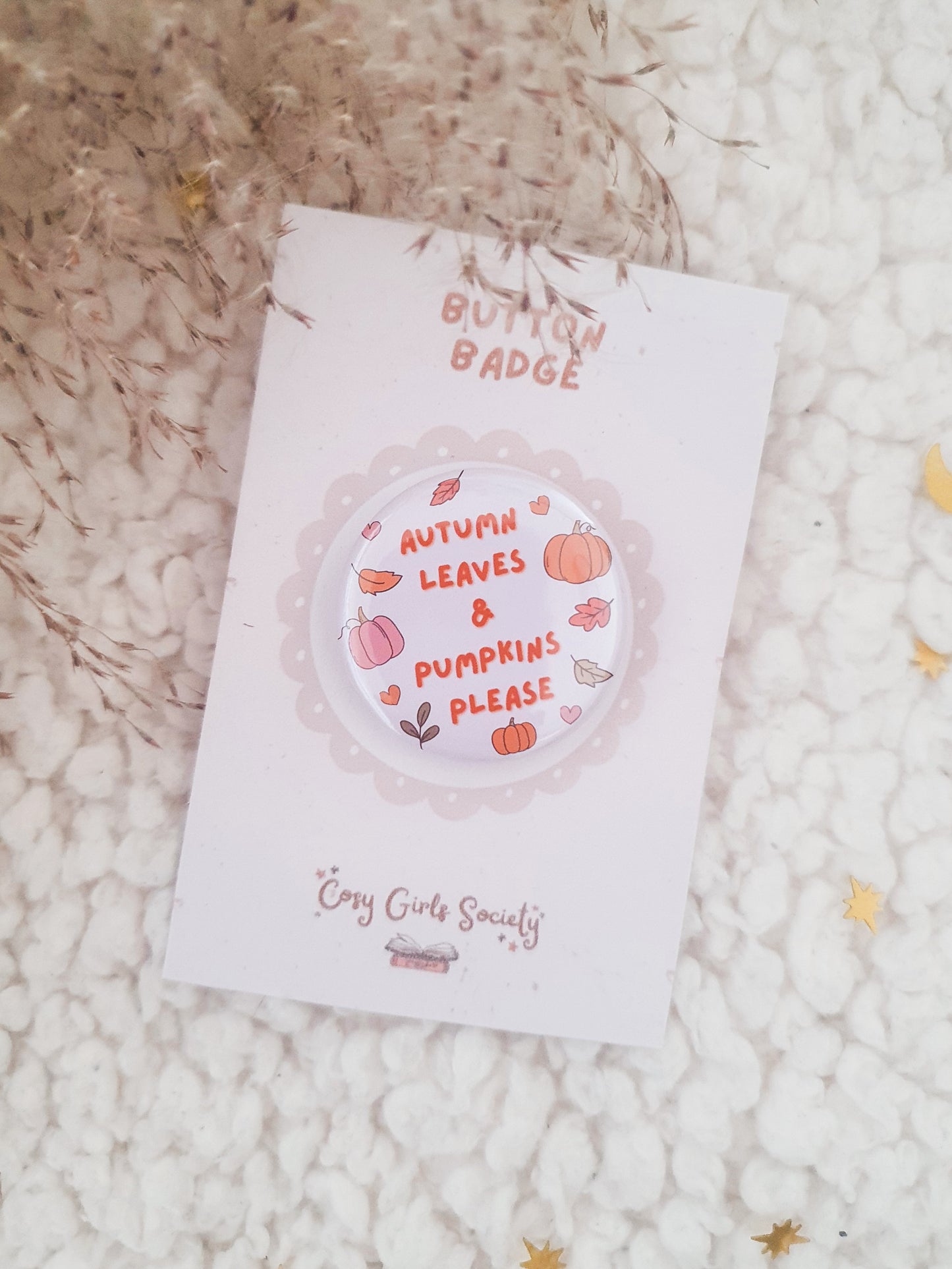 Cosy Button Badge | Autumn Badges | Bookish Badges