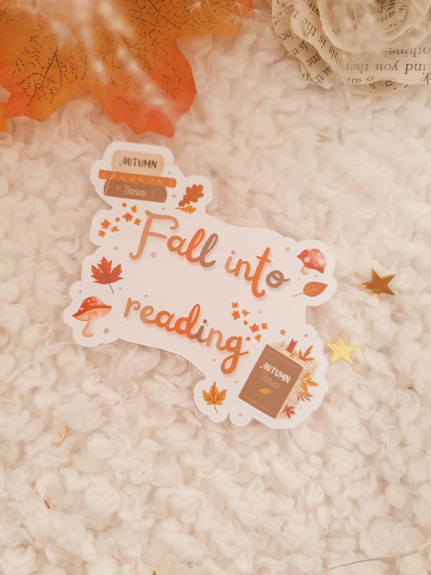 Fall into Reading Glossy Sticker | Cosy Autumn Glossy Sticker | Bookish Stickers | Cosy Stickers | Fall Stickers