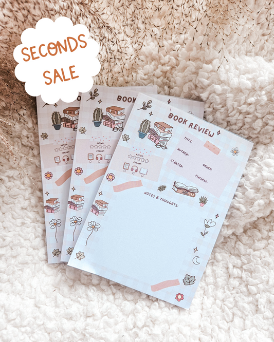SECONDS Book Review Pad | Book Tracker | Reading Review | Reading Challenge | Bookish Notepad