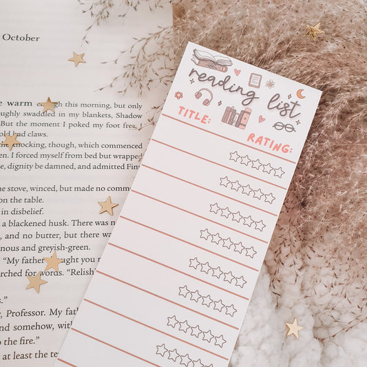 Reading List / Book Rating Bookmark