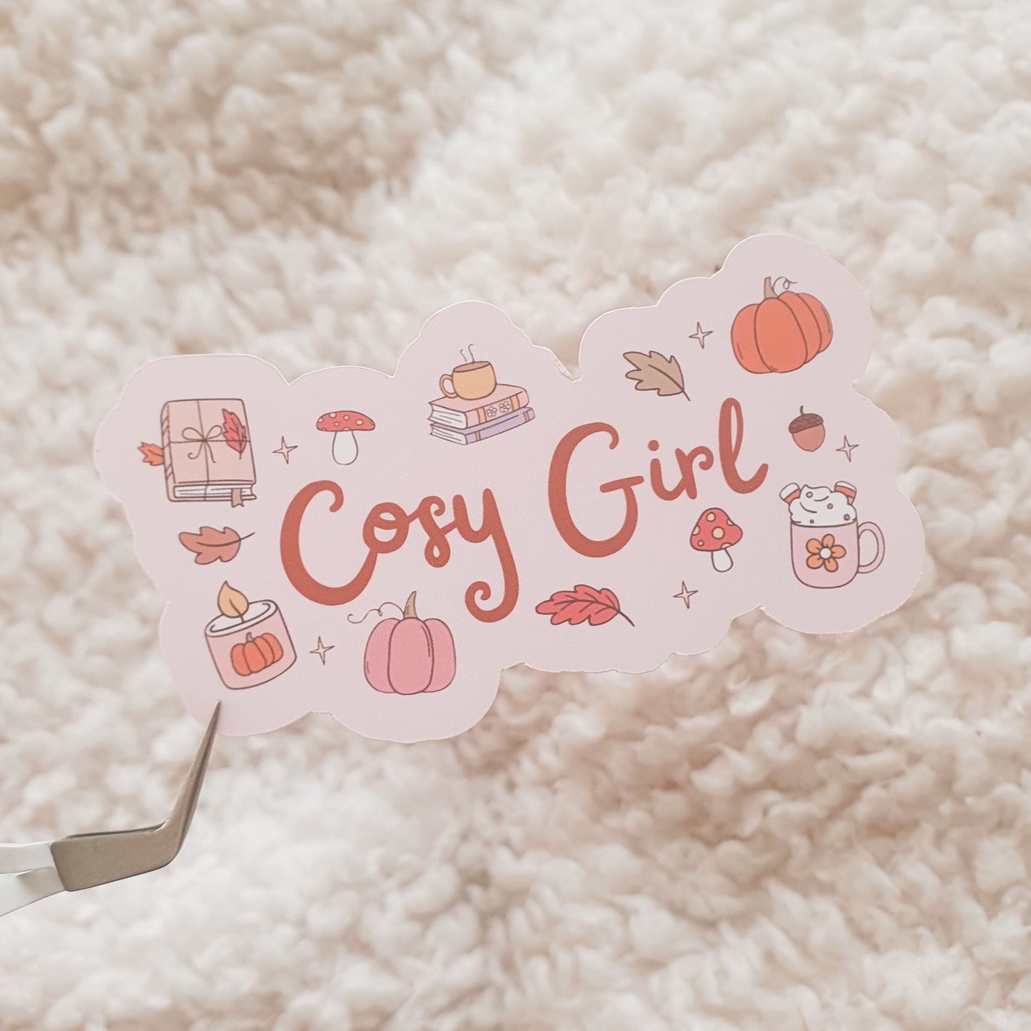 Cosy Girl Matte Sticker | Autumn Sticker