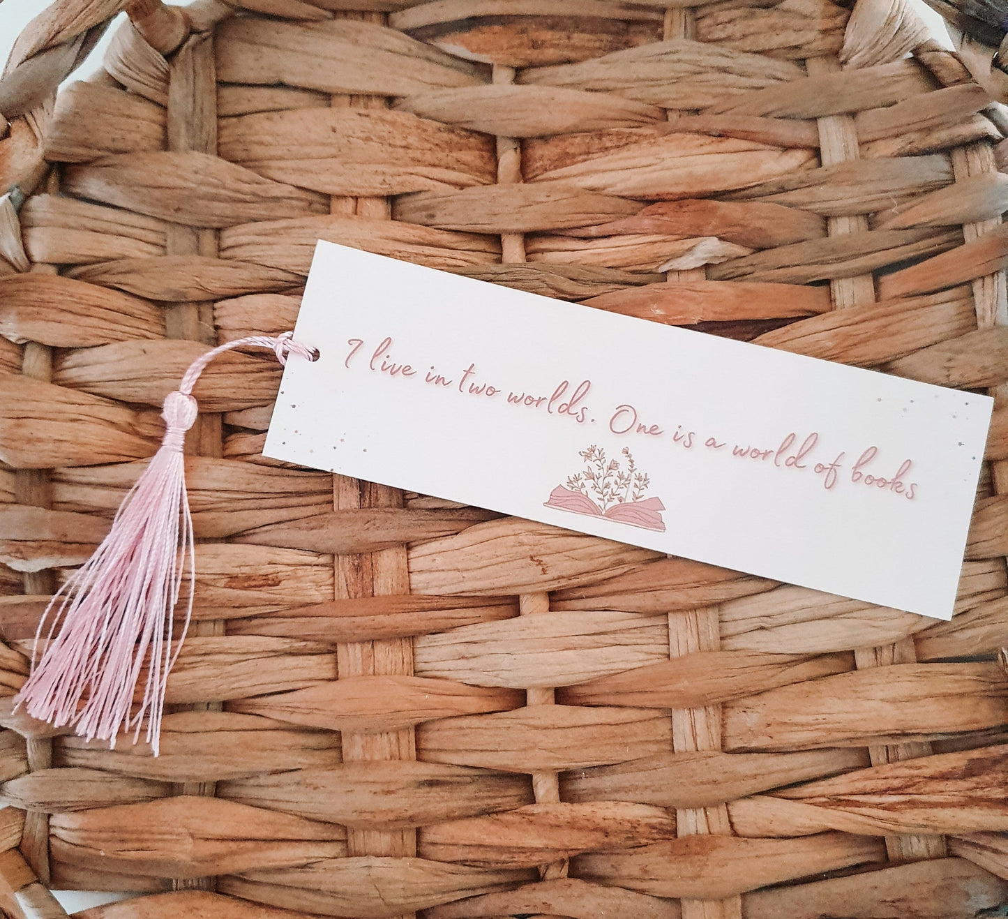 Pink Tassel Bookmark | Gilmore Girls| 'I live in 2 worlds. One is a world of books' book mark | Book Accessories | Bookish| Reader Gift